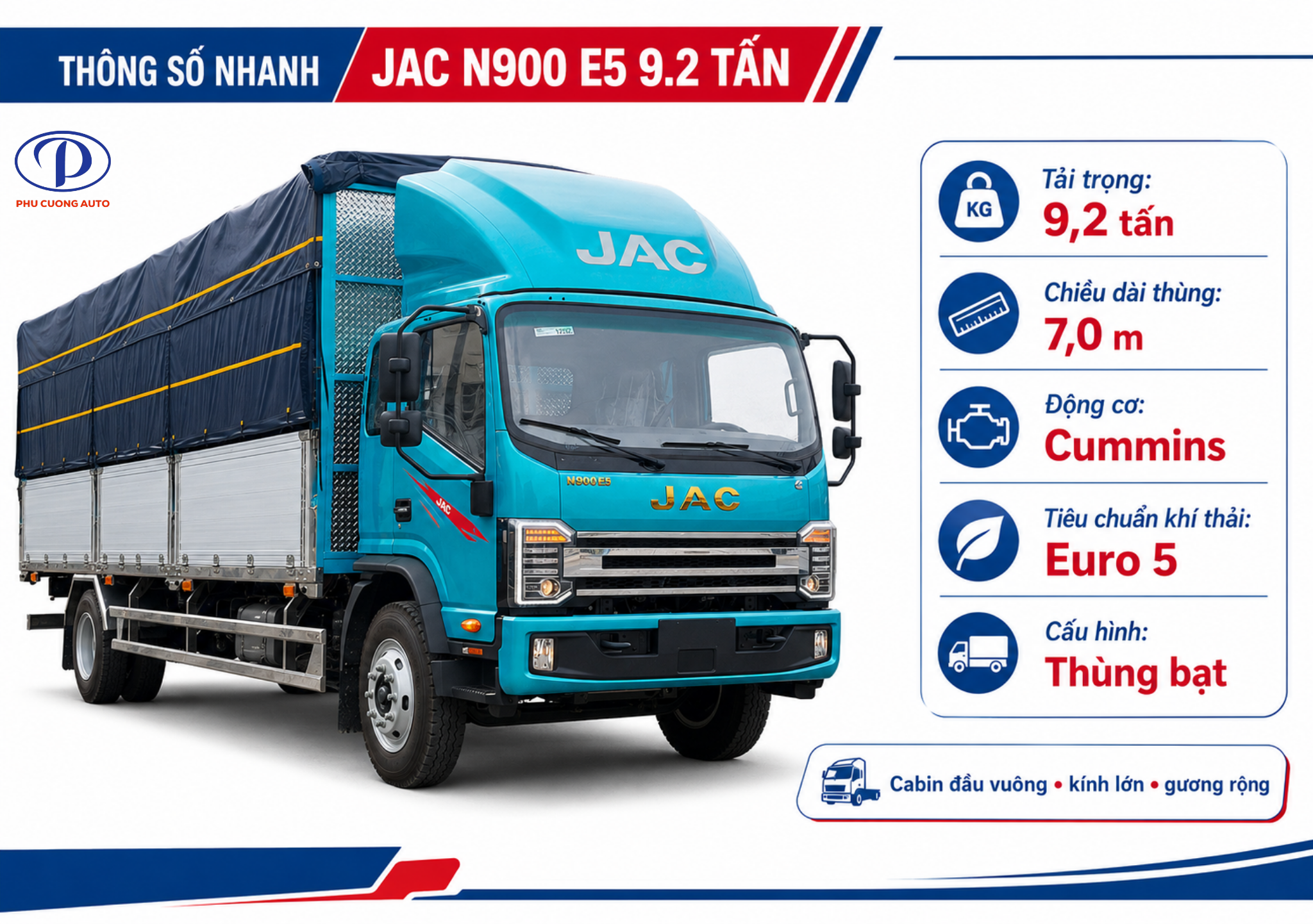 Thông số JAC N900 Plus E5 9,2 tấn đời 2026