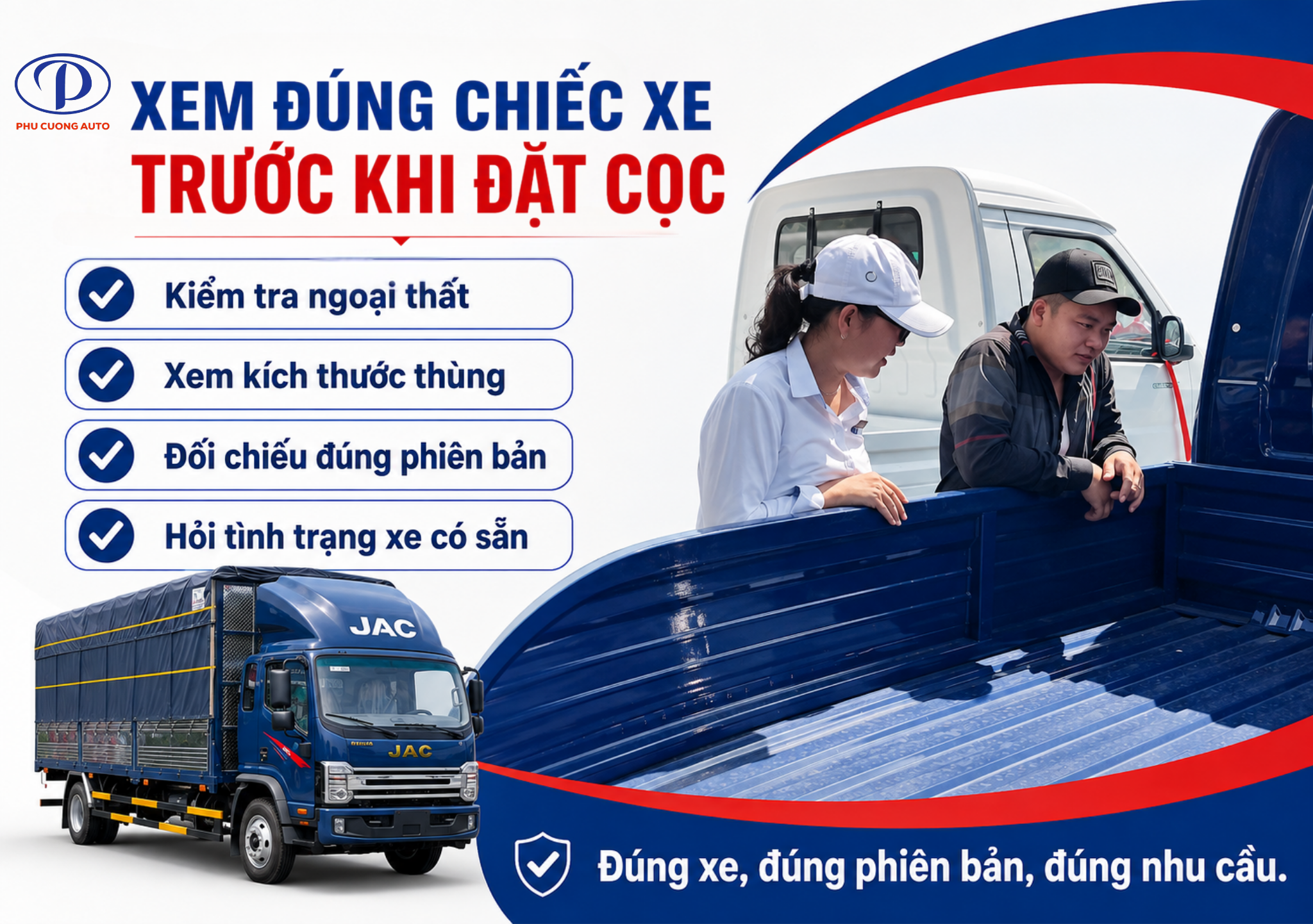 Kiểm tra xe tải thực tế trước khi đặt cọc