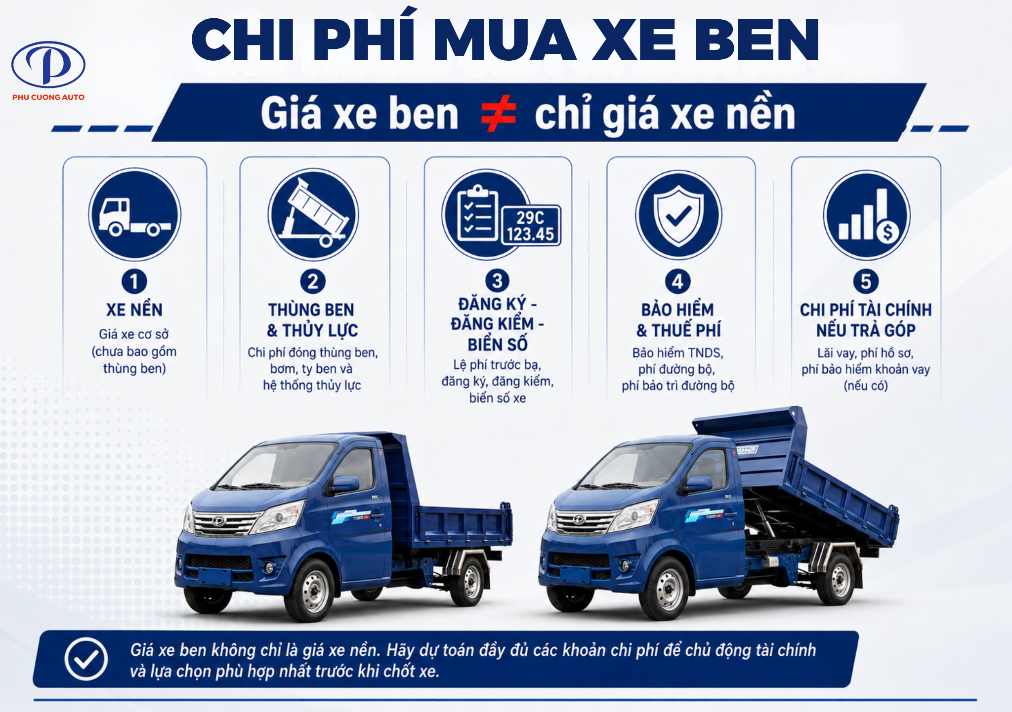 Các khoản chi phí khi mua Teraco 100S Ben