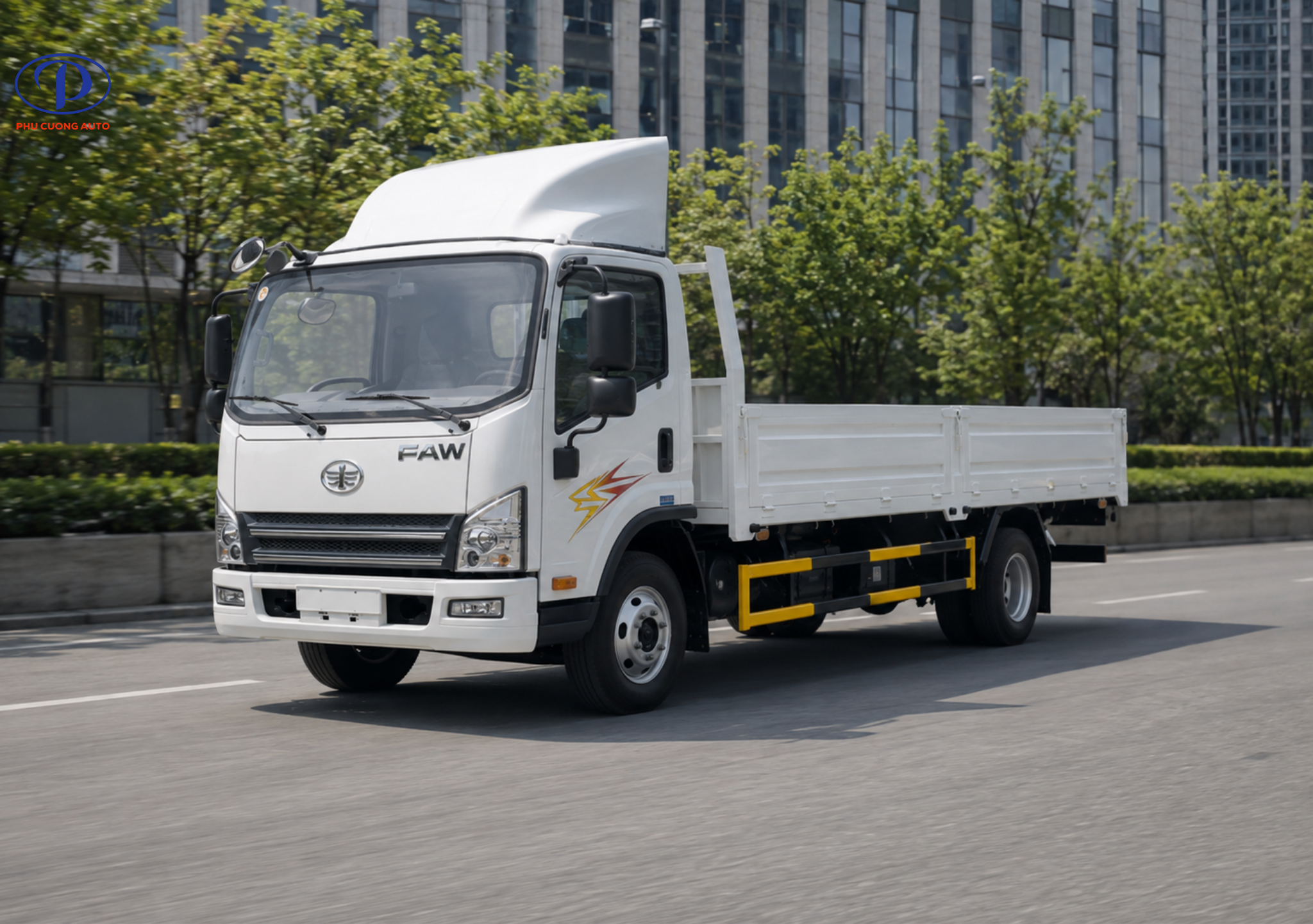 Xe tải FAW Tiger thùng lửng chở hàng vận hành thực tế