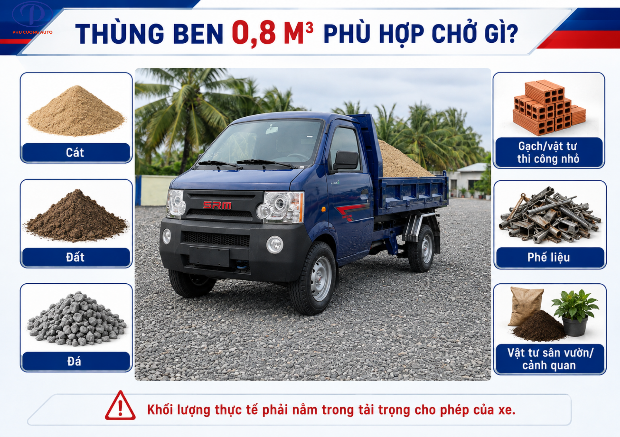 SRM K990 chở cát đất đá vật liệu xây dựng