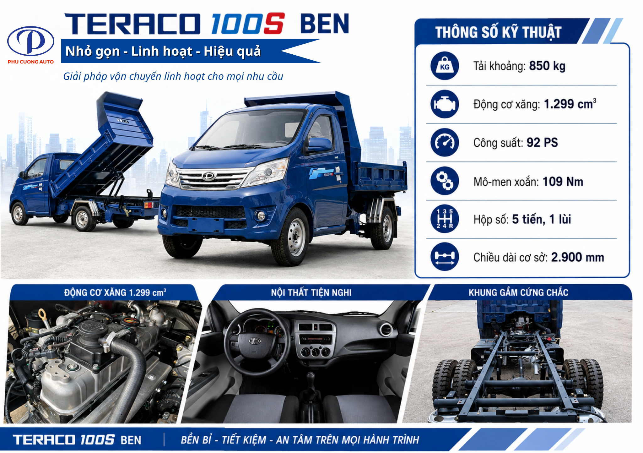 Công suất và hộp số Teraco 100S Ben