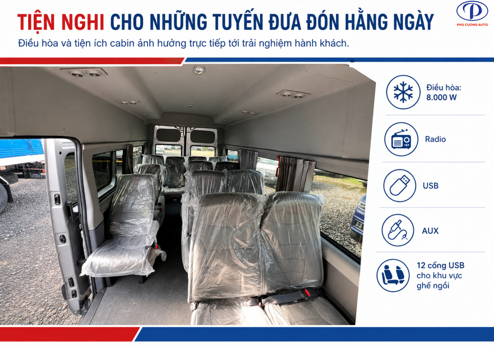 nội thất JAC Sunray 16 chỗ