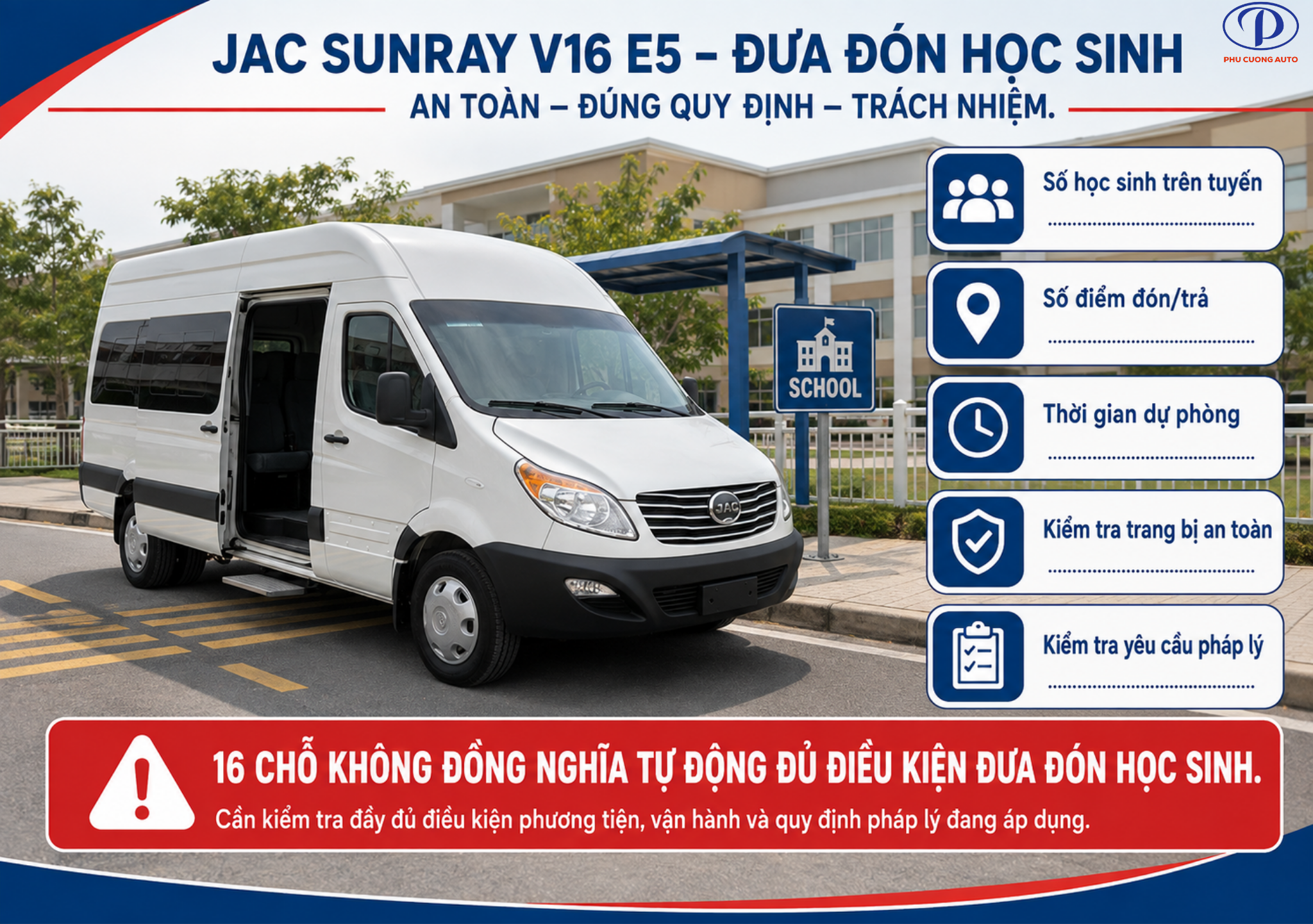 JAC Sunray 16 chỗ đưa đón học sinh