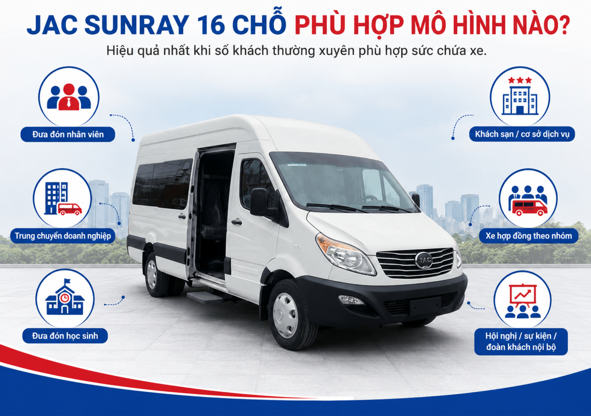 JAC Sunray 16 chỗ phù hợp nhu cầu nào