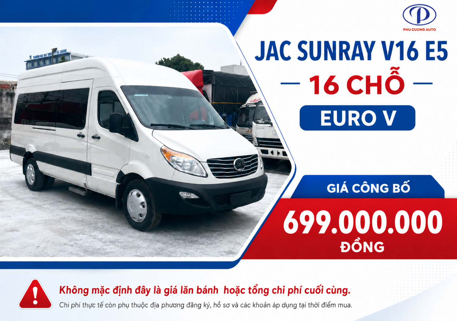 giá JAC Sunray 16 chỗ 760 triệu